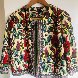 Multicolored embroidered crop jacket